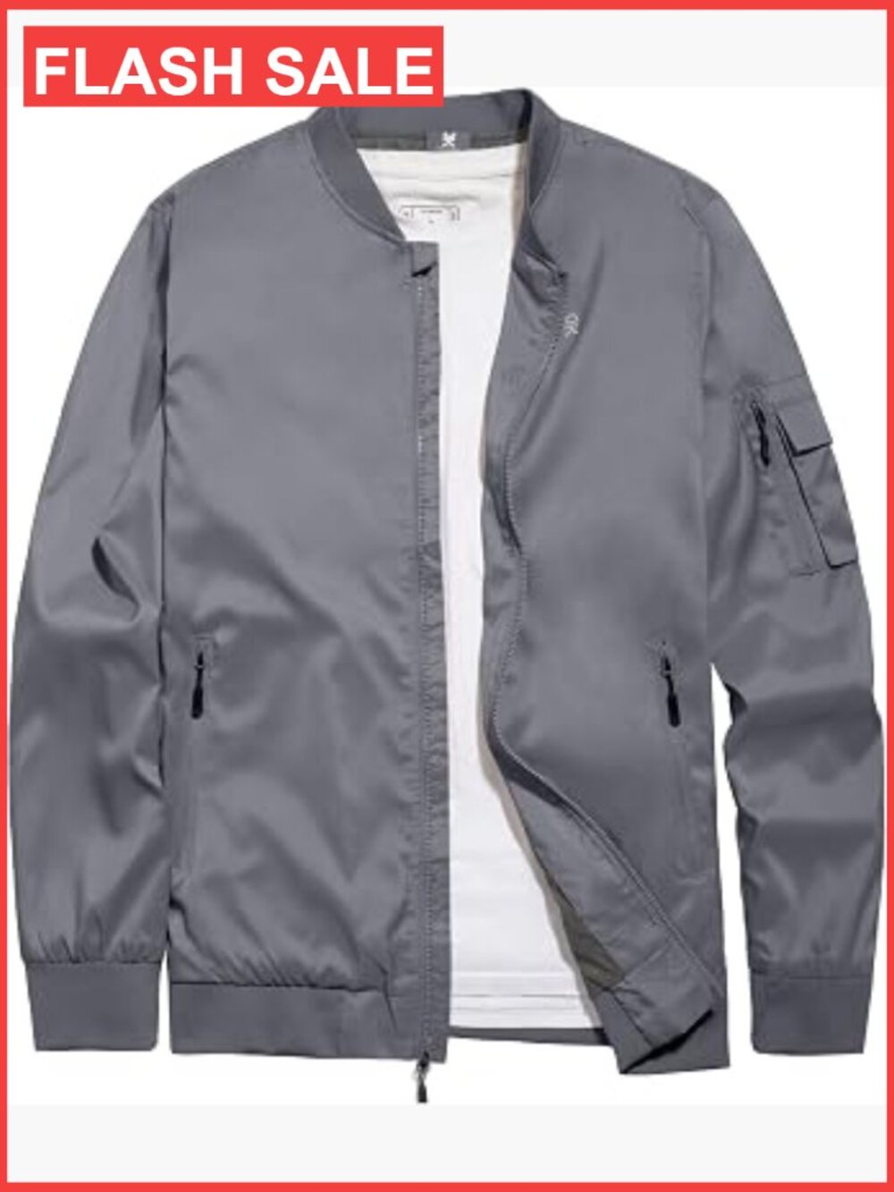 Men's Lightweight Windbreaker Bomber Jacket Zip Up Water Resistant 6 Pockets